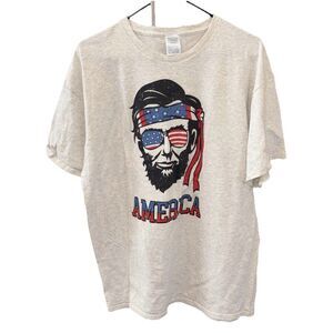 Delta Pro Weight Abe Lincoln Merica T Shirt America XL Cotton Blend Graphic Gray
